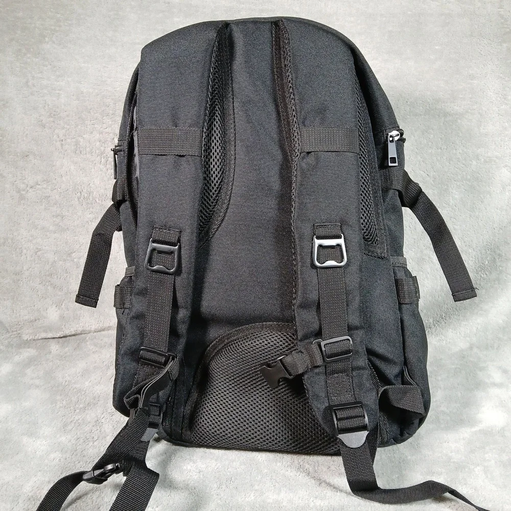 Dude Dad Tactical Diaper Bag Backpack Mens Black Canvas Utility Travel